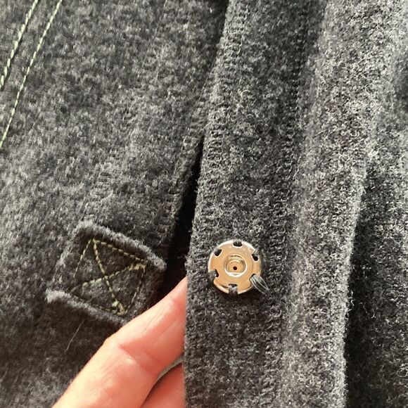 Little Journeys Chicago merino wool longsleeve snap button jacket gray Medium - Picture 8 of 11